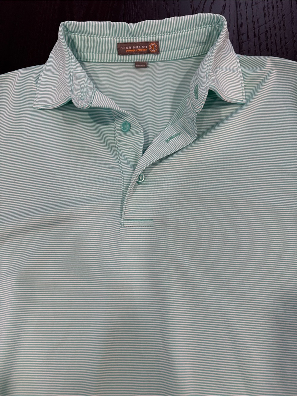 Peter Millar Summer Comfort Men's Mint Green Striped Polo Shirt